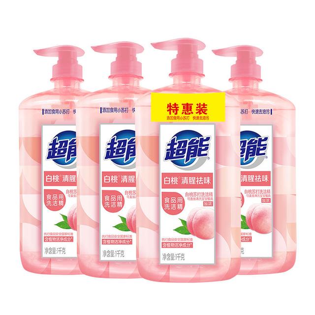 88VIP：超能 白桃a类洗洁精1kg*4瓶