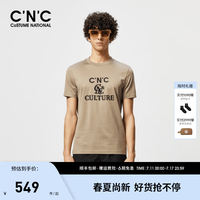 C'N'C CNC短袖T恤春夏纯棉男短T经典黑白撞色休闲上衣 咖啡 52