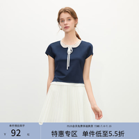 范思蓝恩 假两件设计 藏青色 M 女士短袖T恤