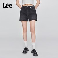 移动端、88VIP:Lee 日常经典五袋款设计毛边黑灰色水洗女士牛仔短裤休闲潮A08079