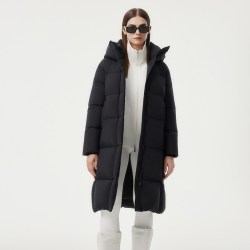 坦博尔 羽绒服女款冬季中长款连帽加厚保暖时尚休闲好看防寒外套