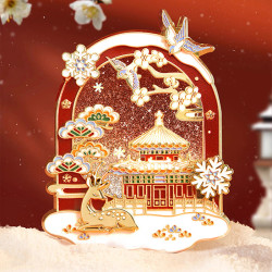 赋闲 故宫飘雪-金属流沙冰箱贴