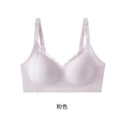 ROVO 哺乳内衣聚拢提拉大胸显小防下垂收副乳怀孕期喂奶专用孕妇文胸罩 粉黛紫 M