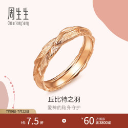 周生生 彩金戒指18K金爱情密语丘比特羽毛对戒91920R定价 21圈