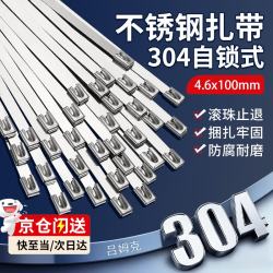 吕姆克 自锁式304不锈钢扎带 4.6*100mm 10条