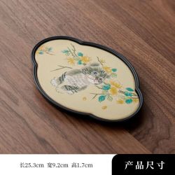 棠门 国风萌趣猫咪陶瓷茶盘