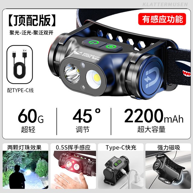 Klättermusen TD-0266-DK-D1 头戴式超长续航头灯 旗舰顶配 N9爆亮双灯