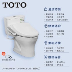 TOTO 卫浴家用储热智能马桶抗菌直冲卫洗丽坐便器CW817+910(02)