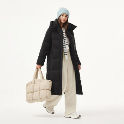 坦博尔 羽绒服女长款防寒上衣保暖舒适百搭外套 黑色