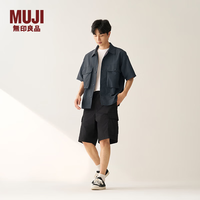 無印良品 MUJI 男式 尼龙 工装短袖衬衫 男士衬衣男装25年夏季 AC16CC5S 炭灰色