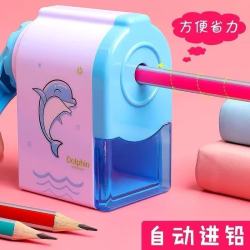 简菲 自动进铅卷笔刀手摇铅笔削笔器手动转笔刀小学生用全自动儿童刨笔刀削笔器 1个蓝色