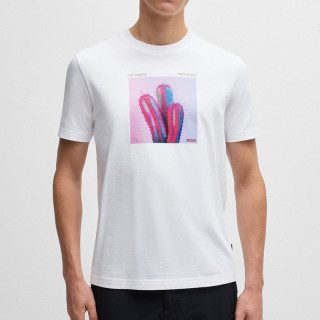 HUGO BOSS HugoBoss/雨果博斯男士休闲短袖T恤印花圆领时尚百搭春夏新款半袖