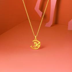 周六福 5G足金金马栖月吊坠 1.87g 本命年专属 少女日常