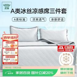 然牌 豆豆冰丝凉席两件套 A类凉感席 可机洗空调席 120*200cm灰