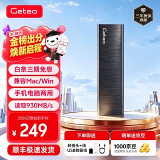 GETEA 固态移动高速NVMe游戏存储盘Type-C手机直连电脑两用512g数据备份SSD 黑色（读取930MBs)