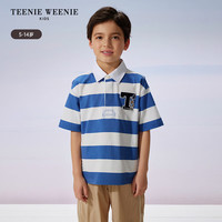 TEENIE WEENIE 男童宽条纹印花POLO衫 蓝色 120cm