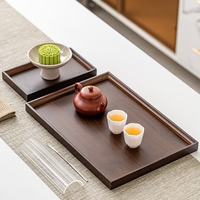 茉舟 木质托盘胡桃木茶盘客厅木制收纳盘子实木餐盘刻印logo放茶杯托盘 22*13*2.5胡桃木色直角托盘