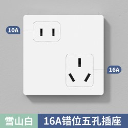 TEP 家用86型一开五孔插座带开关面板热水器空调三插斜五孔16A大功率