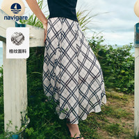 navigare 意大利小帆船格子半身裙女夏季休闲a字裙中长款高腰裙子