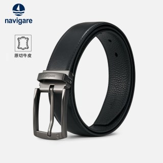 navigare 【送人礼盒】Navigare意大利小帆船男真皮针扣皮带牛皮腰带