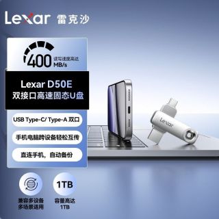 百亿补贴：雷克沙 D50E双接口高速固态U盘256GB/128G手机电脑USB通用自动备份