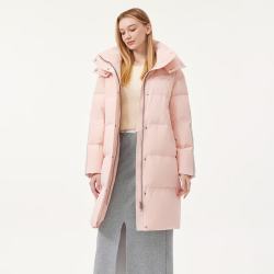 坦博尔 女款冬季中长款可拆卸连帽羽绒服