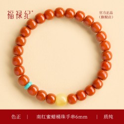 福禄纪 南红手串蜜蜡转运珠 5*6mm 南红蜜蜡绿松手串