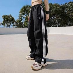 adidas 三叶草 三叶草女装裤子26夏季宽松直筒裤透气三条纹运动裤休闲裤工装裤