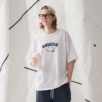 nautica white sail 诺帝卡日系中性笑脸治愈短袖圆领T恤TW5101