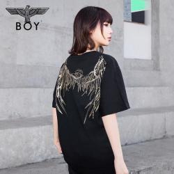 BOY LONDON 情侣款夏季圆领翅膀烫金潮流短袖T恤N01021