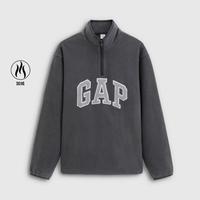 Gap 男女装春秋款logo宽松半拉链立领卫衣上衣787416