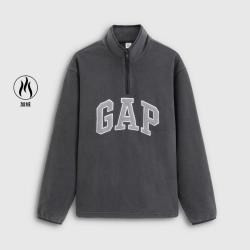 Gap 男女装春秋款logo宽松半拉链立领卫衣上衣787416