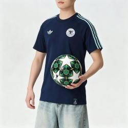 adidas 德国队圆领足球服短袖男上衣跑步训练运动T恤