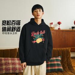 安踏 情侣款印花连帽卫衣男女同款春秋宽松百搭打底衫休闲长袖上衣