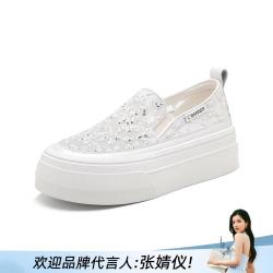 千百度 女士休闲鞋 小白鞋 透气网面