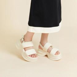 千百度 夏季软底休闲凉鞋厚底妈妈鞋女鞋面包凉鞋沙滩休闲凉鞋