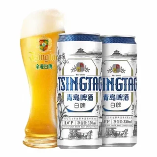 今日必买、值友专享：青岛啤酒 全麦白啤酒 330mL 24罐