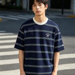 adidas 三叶草 三叶草男子度假风条纹运动休闲短袖T恤26秋季新款透气跑步半袖