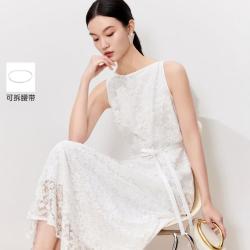 VERO MODA 26夏季新品无袖A字镂空蕾丝长裙海边度假连衣裙