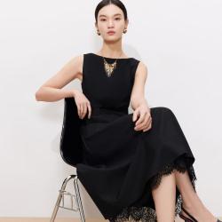 VERO MODA 26夏新品无袖A字收腰拼接蕾丝长裙气质高级感连衣裙