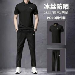 安踏 通勤套装 男士POLO衫运动长裤