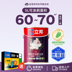 立邦 荷净硅藻抗甲醛5L全效乳胶漆抗污大白内墙室内涂料面漆翻新自刷