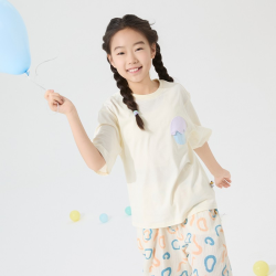 歌瑞家 2025年夏季男童女童通用五色可选软糯透气纯棉蛋壳装饰短袖