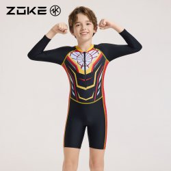 洲克 儿童泳衣男童训练游泳衣zoke男孩泳裤大童青少年专业防晒泳装