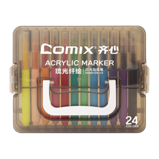 齐心 EBMK111-24 闪光丙烯马克笔 24色
