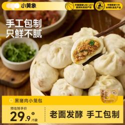 小黄象 黑猪肉小笼包儿童早餐手工鲜肉老面包子速冻半成品200g