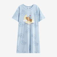 芬腾 睡裙女士夏季薄款短袖纯棉家居服连衣裙