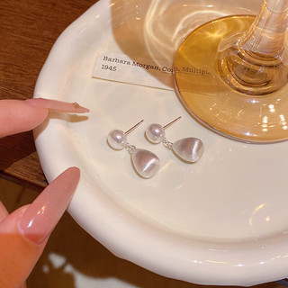 洛梵欣饰 E6521 金属感哑光磨砂拉丝水滴形耳环