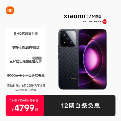小米 MI）小米 17 Max 第五代骁龙8至尊版 8000mAh金沙江电池 小米手机17max 像素黑 12GB+512GB 官方标配