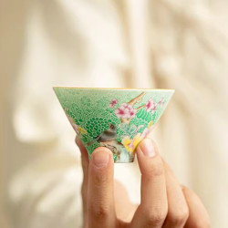 珐琅彩斗笠主人杯茶具套装